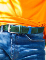 Cinturón de piel verde para hombre - Imagen 2