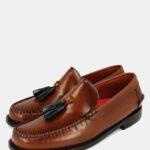 Brown "Karicole" Loafers with green tassels